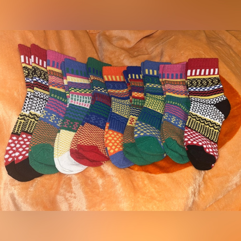 TeeHee Winter Crew Socks, Geometric, 9 Pairs